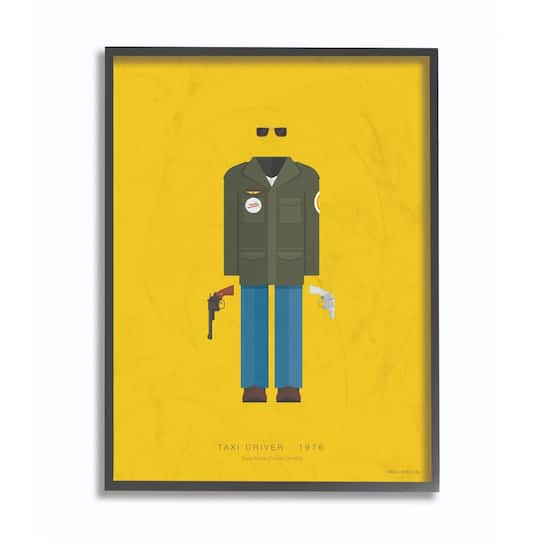 Stupell Industries Taxi Driver Minimalist Illustration Black Framed Wall Art
